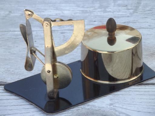 photo of vintage letter scale, brass balance scale holder for a roll of postage stamps #3