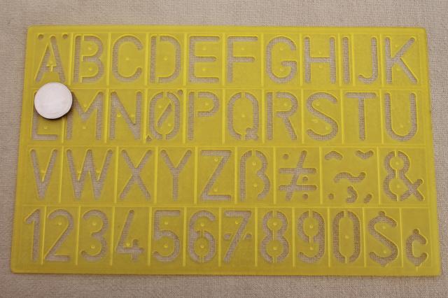 photo of vintage letter stencils, sign lettering & graphic art drafting tools, curves & triangles #8