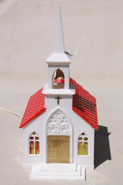 photo of vintage lighted plastic Christmas church light up decoration for holiday village putz #4