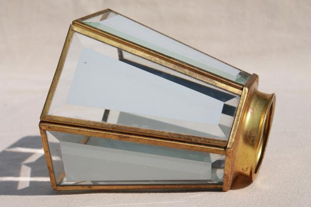 photo of vintage lighting brass & glass paneled replacement shades w/ prism beveled panes #4