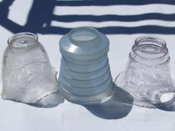 catalog photo of vintage lighting lot antique vintage bridge light lamp shades, pressed glass