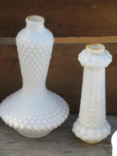 photo of vintage lighting lot milk glass light parts, boudoir lamp bodies, bases #2