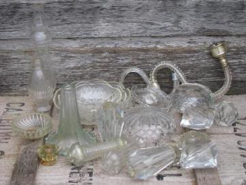 catalog photo of vintage lighting lot, old & antique glass light / lamp / chandelier restoration parts