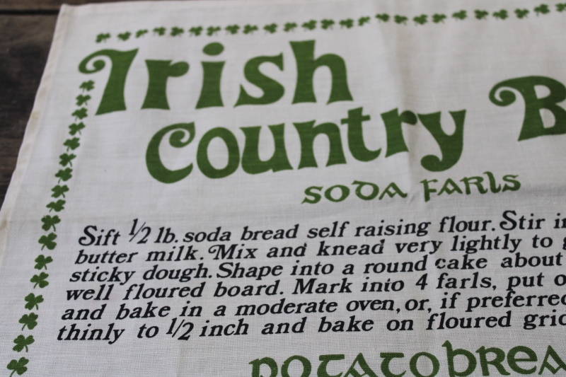 photo of vintage linen cotton tea towel Irish recipes print, soda bread farls, potato bread #3