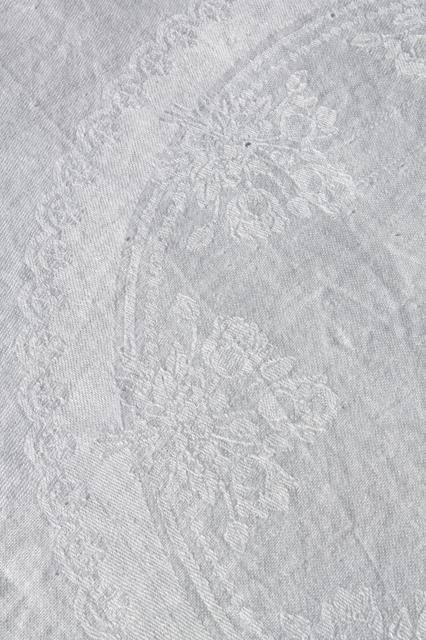 photo of vintage linen damask towel width fabric, length of uncut napkins by the yard #6