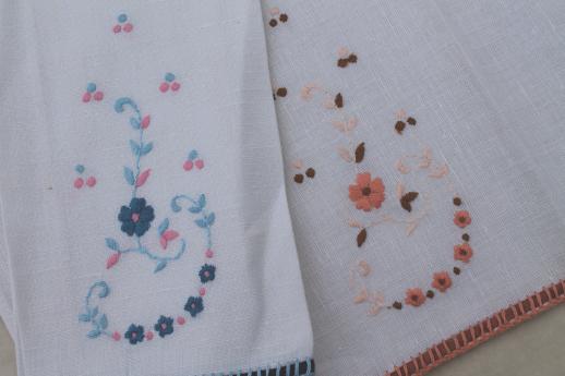 photo of vintage linen guest towels, lot of powder room linens w/ lovely old embroidery #5