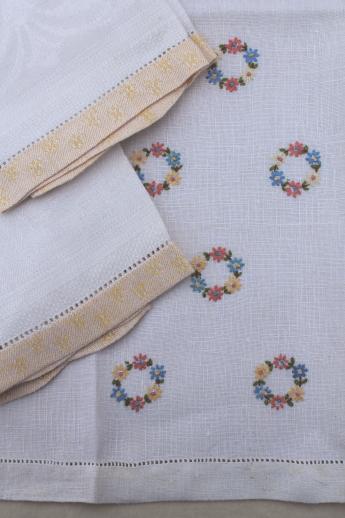 photo of vintage linen guest towels, lot of powder room linens w/ lovely old embroidery #8