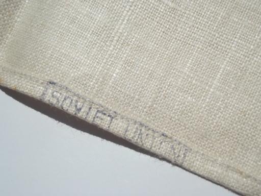 photo of vintage linen kitchen towels, cold war era European pure linen fabric #4