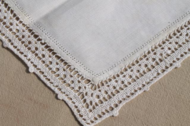 photo of vintage linen napkins w/ lace & crochet edgings, cloth napkins elegant farmhouse style #9