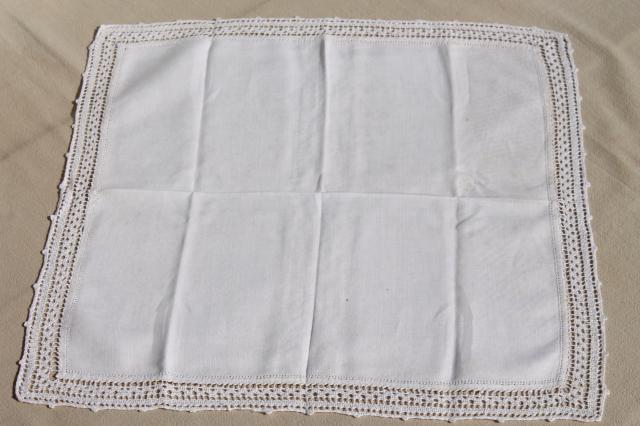 photo of vintage linen napkins w/ lace & crochet edgings, cloth napkins elegant farmhouse style #10