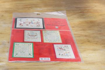 catalog photo of vintage linen sampler printed for embroidery, Don't Wait For Your Ship To Come In