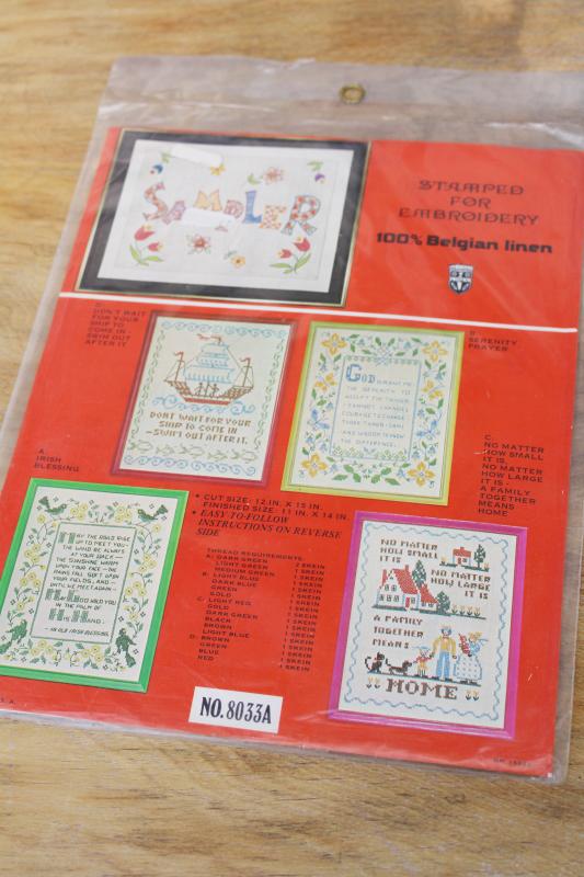 photo of vintage linen sampler printed for embroidery, Irish blessing motto to hand stitch #1