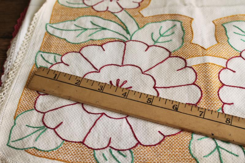 photo of vintage linens lot, cotton table runners w/ embroidery for shabby boho decor or upcycle #2