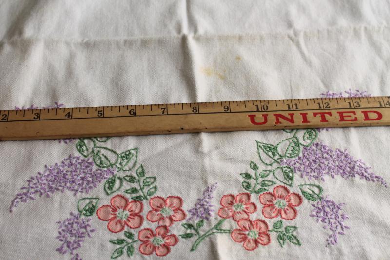 photo of vintage linens lot, cotton table runners w/ embroidery for shabby boho decor or upcycle #4