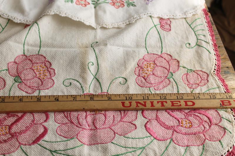 photo of vintage linens lot, cotton table runners w/ embroidery for shabby boho decor or upcycle #14
