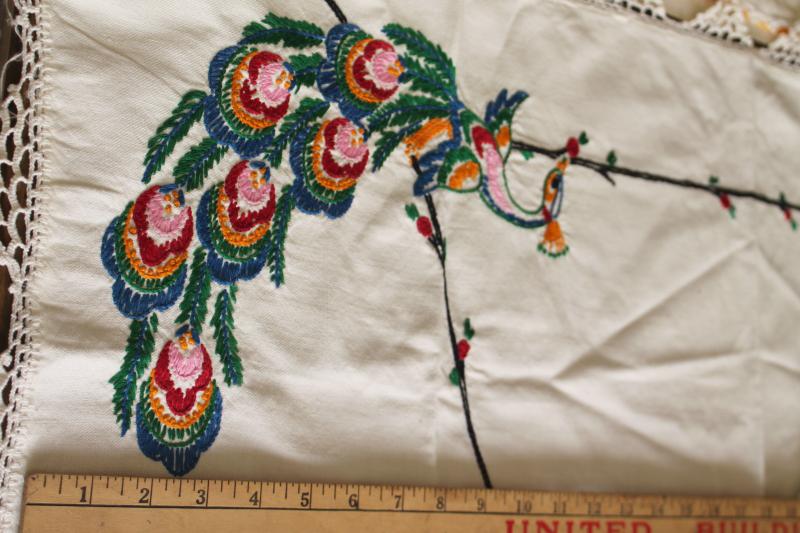 photo of vintage linens lot, cotton table runners w/ embroidery for shabby boho decor or upcycle #15