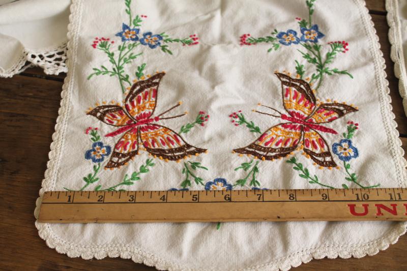 photo of vintage linens lot, cotton table runners w/ embroidery for shabby boho decor or upcycle #17