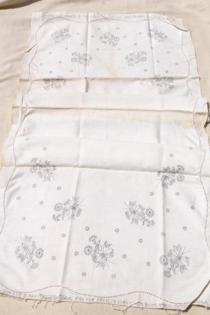 photo of vintage linens stamped for embroidery, beautiful old cotton table runners to embroider #7