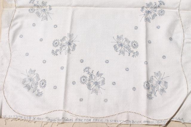 photo of vintage linens stamped for embroidery, beautiful old cotton table runners to embroider #8