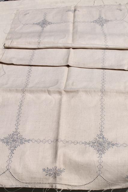 photo of vintage linens stamped for embroidery, beautiful old cotton table runners to embroider #14