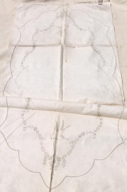 photo of vintage linens stamped for embroidery, beautiful old cotton table runners to embroider #16