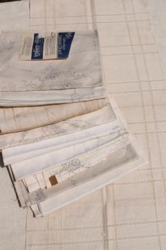 catalog photo of vintage linens stamped for embroidery, beautiful old cotton table runners to embroider