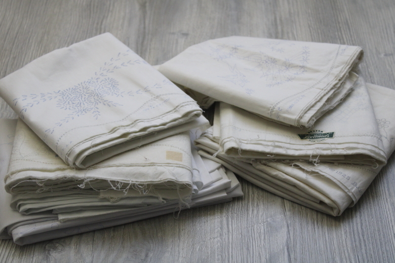 photo of vintage linens stamped for embroidery, large lot of pillowcases to embroider #4