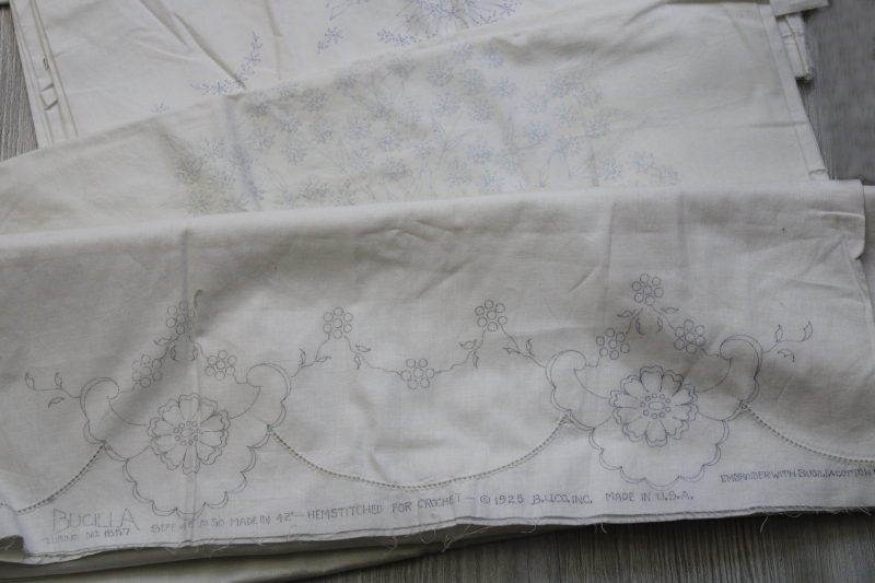 photo of vintage linens stamped for embroidery, large lot of pillowcases to embroider #5