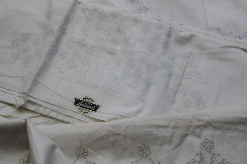 photo of vintage linens stamped for embroidery, large lot of pillowcases to embroider #6