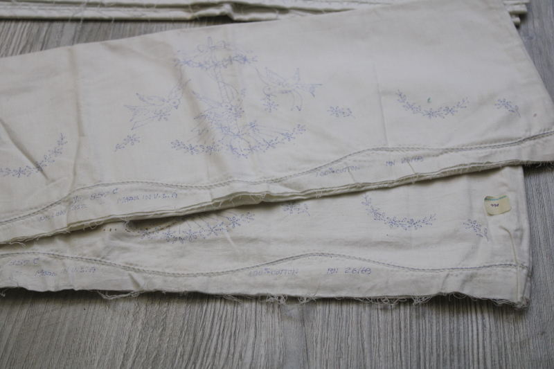 photo of vintage linens stamped for embroidery, large lot of pillowcases to embroider #7