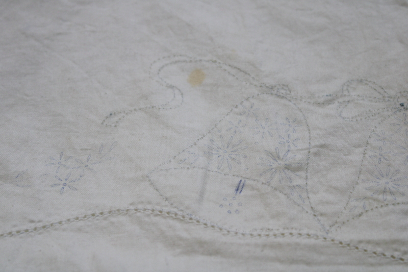 photo of vintage linens stamped for embroidery, large lot of pillowcases to embroider #11