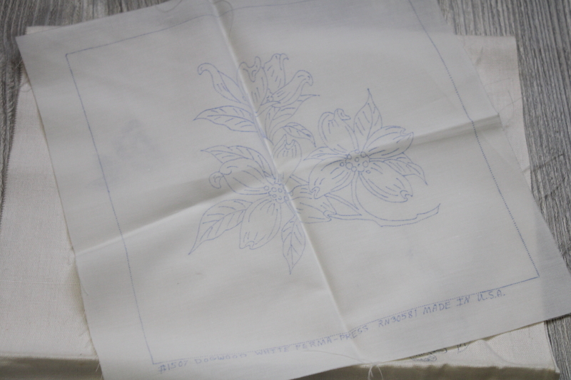 photo of vintage linens stamped for embroidery, lot of table runners or dresser scarves to embroider #2