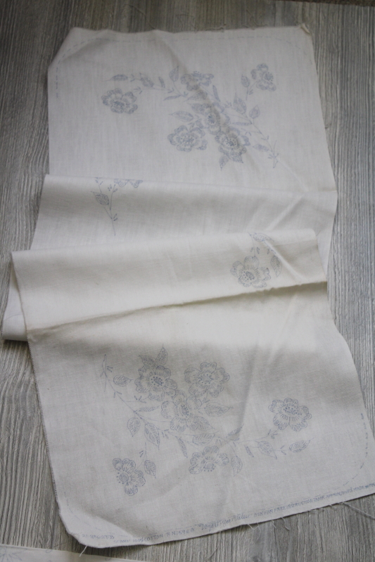 photo of vintage linens stamped for embroidery, lot of table runners or dresser scarves to embroider #3