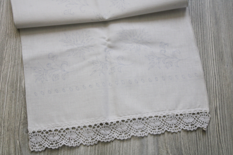 photo of vintage linens stamped for embroidery, lot of table runners or dresser scarves to embroider #9