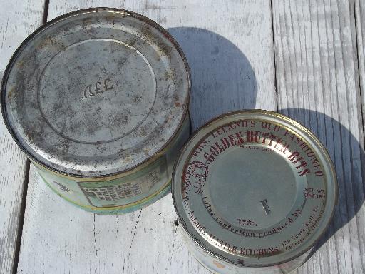 photo of vintage litho metal butter cookie tins, golden bits, tea rings biscuits  #5