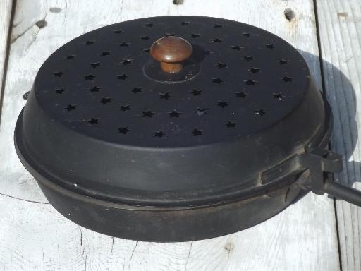 photo of vintage long handled popcorn popper for campfire, fire pit or fireplace #3