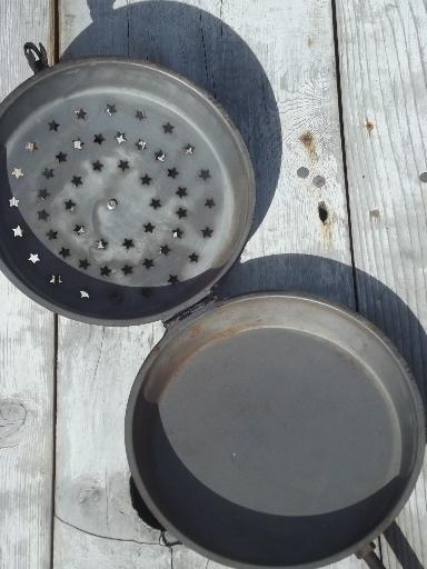photo of vintage long handled popcorn popper for campfire, fire pit or fireplace #4