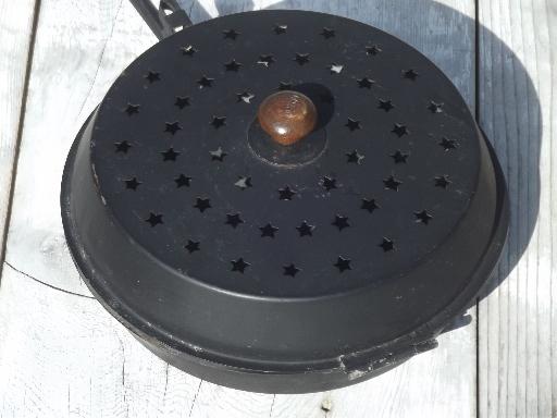 photo of vintage long handled popcorn popper for campfire, fire pit or fireplace #5