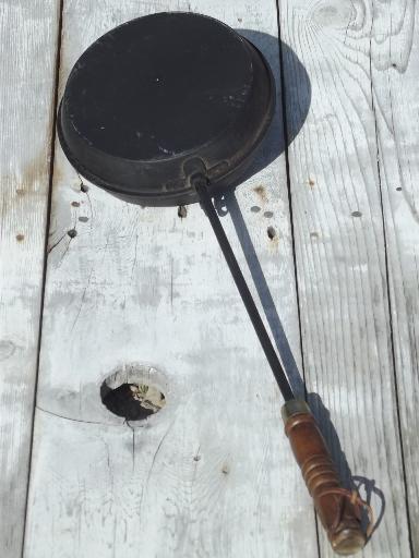 photo of vintage long handled popcorn popper for campfire, fire pit or fireplace #6