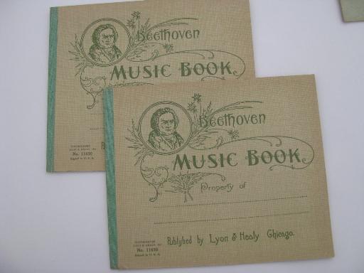 photo of vintage lot for crafts / scrapbooks, lined music staff score paper and old blank books #2