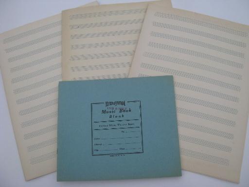 photo of vintage lot for crafts / scrapbooks, lined music staff score paper and old blank books #8