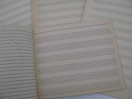 photo of vintage lot for crafts / scrapbooks, lined music staff score paper and old blank books #9