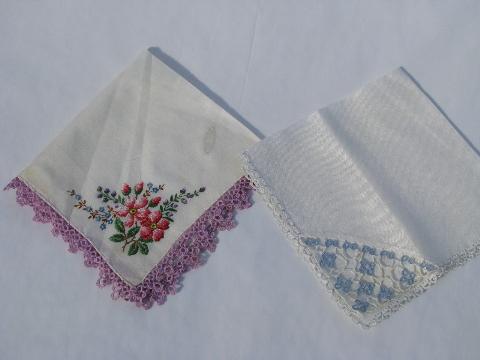 photo of vintage lot tatted lace edging handkerchiefs #2