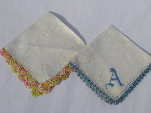 photo of vintage lot tatted lace edging handkerchiefs #3