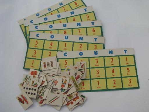 photo of vintage lotto counting game, number cards, retro artwork and illustrations #1