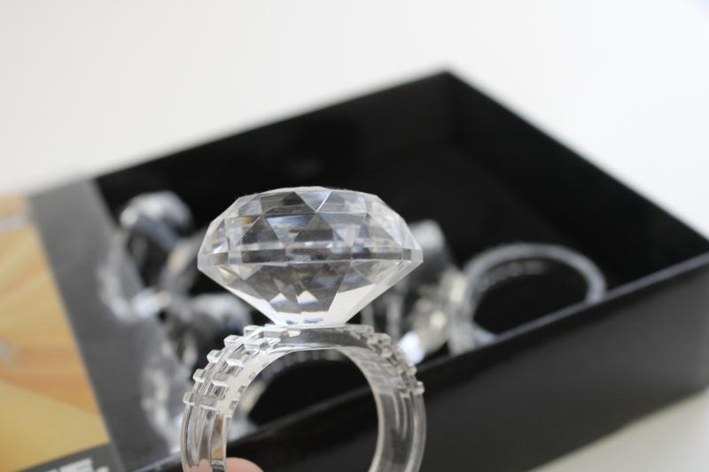 photo of vintage lucite acrylic plastic diamonds, big diamond ring napkin holders, fun party decor! #2