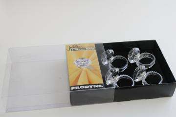 vintage lucite acrylic plastic diamonds, big diamond ring napkin holders, fun party decor!