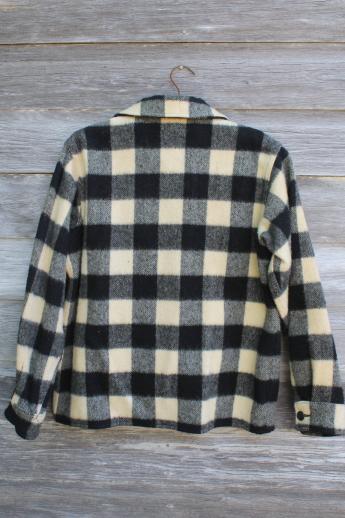 photo of vintage lumberjack shirt jackets, buffalo check plaid wool hunting coat lot #2