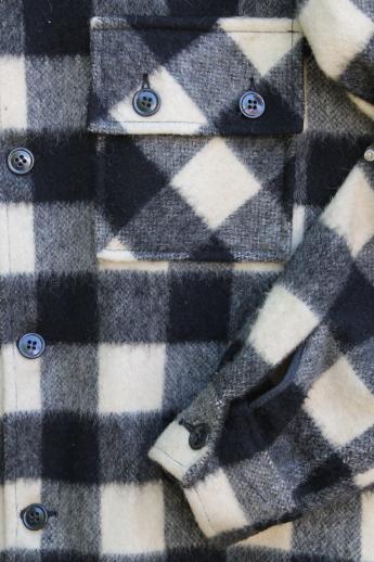 photo of vintage lumberjack shirt jackets, buffalo check plaid wool hunting coat lot #8