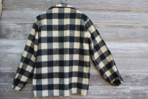 photo of vintage lumberjack shirt jackets, buffalo check plaid wool hunting coat lot #10